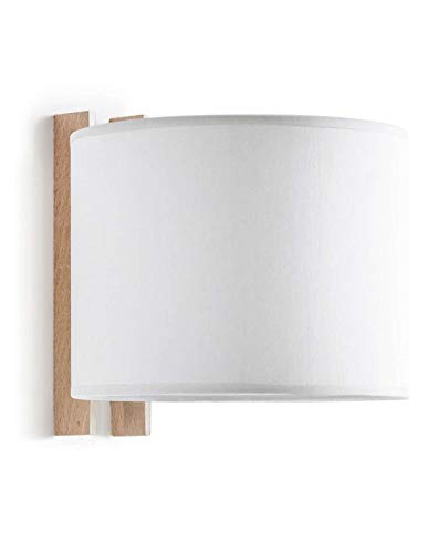 Exo Lighting - Aplique de pared WOOD pantalla blanca E27