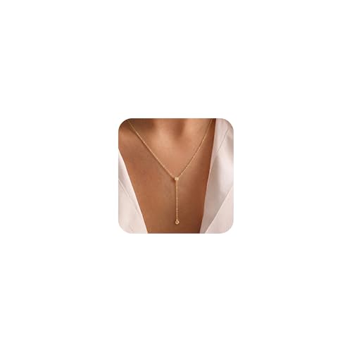 Image of Tewiky Dainty 14k Gold Plated /Silver Cubic Zirconia Necklaces for Women, Simple CZ Jewelry Necklaces Trendy Gifts