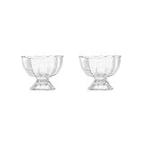 Timcryxient Juego de 2 tazas de helado de cristal transparente con borde de loto y vidrio grueso saludable que es saludable y fácil de romper