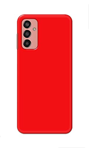 Image of Printed Hard Back Cover Case for Samsung Galaxy M13 4G Back Cover (Plain Red) -1803