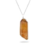 CRYSTALINES Genuine Raw Citrine Gemstone Pendant Necklace | Handmade Silver Jewelry | Adjustable Silver Chain | Rough Stone Necklace | Healing Crystals | AAA Grade | Gift for Women - 18inch