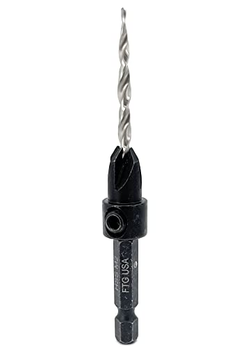 Image of FTG USA #6 (9 /64 inch) Adjustable Tapered Wood Countersink Drill Bit | Sharp tapered drill bit for clean woodworking. Great for adjustable countersink drilling projects on hard or soft wood