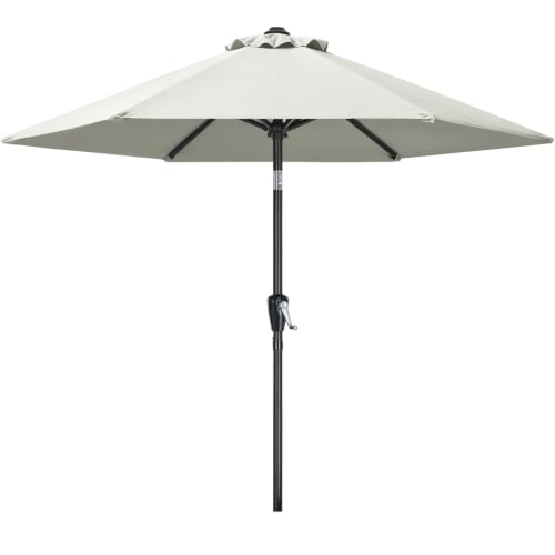 MASTERCANOPY 230 cm Sonnenschirm mit 6 Rippen & Kurbel, Hellbeige