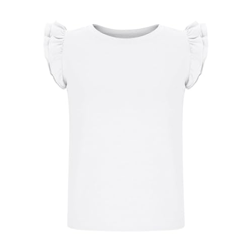 Girls Tiered Ruffles Sleeve T Shirts Solid Cute Summer Casual Tshirts Tops Kids Crew Neck Soft Comfy Tees Outfits4