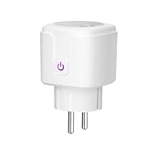 SOPOTUTU Smart Wlan Steckdose mit Energieverbrauchsanzeige Sprachsteuerung App Steuerung Kompatibel mit Alexa Einfache Einrichtung für Haushaltsgeräte Energiesparend Weiß Eu Standard Acv