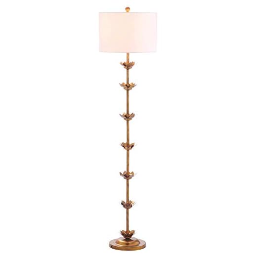 Safavieh FLL4003A Lighting Collection Landen Leaf 63.5" Antique Gold Floor Lamp, Metal