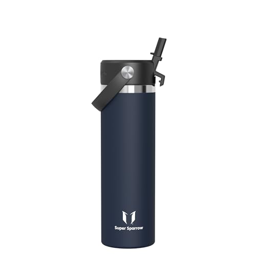 Sparrow Trinkflasche Edelstahl 750ml Thermosflasche mit Strohhalm Deckel – Ansicht 1