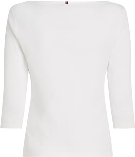 Tommy Hilfiger Damen T-Shirt Dreiviertelarm New Cody Slim U-Boot-Ausschnitt, Weiß (Ecru), XS – Ansicht 6