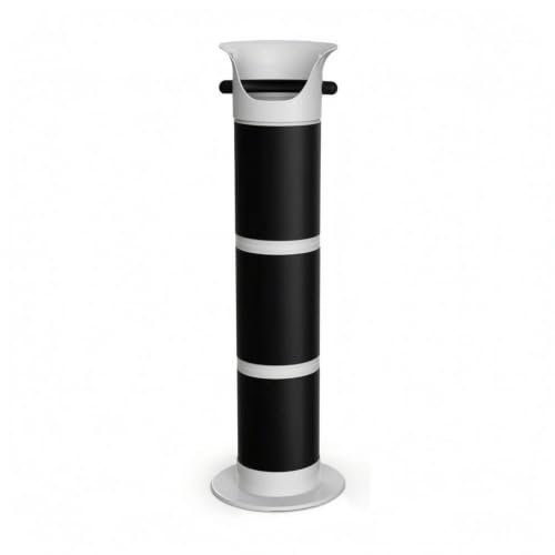 Image of Commercial Coffee Grounds Waste Bin Tall Coffee Knock Box Cylindrical Espresso Knock Bin Countertop for Baristas, Cafe Owners, Pubs, Black White Line