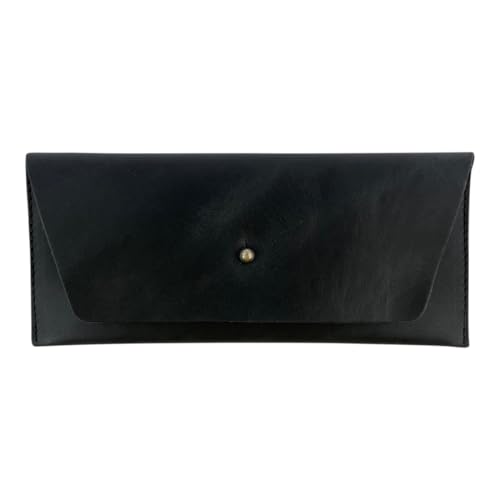 Image of Hide & Drink, Long Utility Pouch, Stylish Wallet for Carrying and Storing Cash, Clutch Bag, Full Grain Leather, Handmade, Charcoal Black