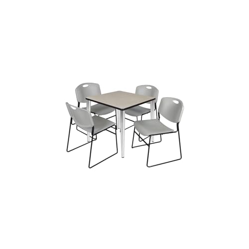 HomeStock Urban Upmarket 30" Square Grey Breakroom Table with Chrome