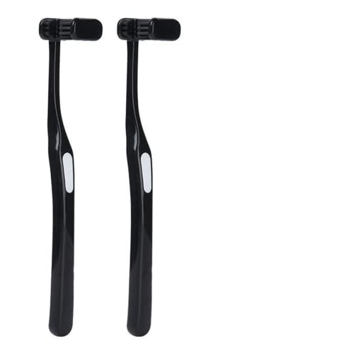 2 uds. Cepillo Dental Doble Cara | Limpia la cara Interna y Externa de los Dientes, Dureza Media | color Negro