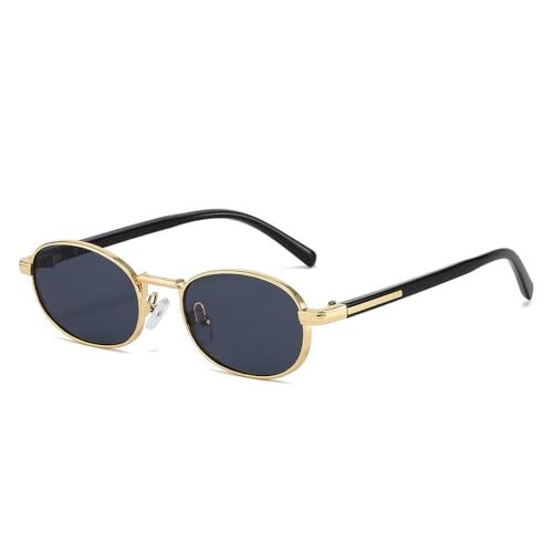 Lunettes de soleil ovales tendance rétro pour femme monture métal UV400