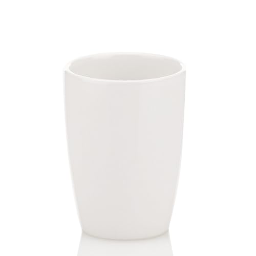 kela Zahnputzbecher weiß NATURA, Keramik Zahnbürstenbecher, Zahnbecher, Pinselbecher für Rasierutensillien oder Make-up-Pinsel