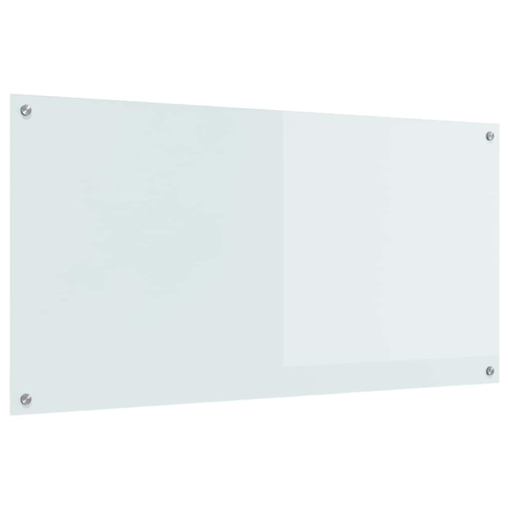 Küchenrückwand Weiß Gehärtetes Glas 120 x 60 cm mit 4 vorgebohrten Löchern hitzebeständig und pflegeleicht für Moderne Küchenlandschaften als praktisches Küchenzubehör für Kochen und backen