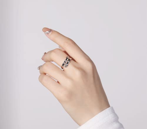 Step Forward Hug Ring for Women Sterling Silver, Adjustable Silver Hand Rings for Her, Birthday Anniversary Christmas Thanksgiving Day Gift Jewelry 5