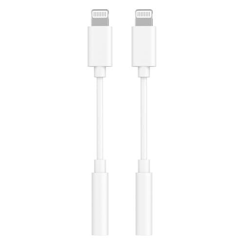 FUHAYA [Apple MFi Certified] Apple Lightning to 3.5 mm Headphone Jack Adapter, 2 Pack iPhone 3.5mm Headphone Aux Audio Converter Dongle Adapter Compatible for iPhone 14 13 12 11 Pro Max XS XR X 8 7 6