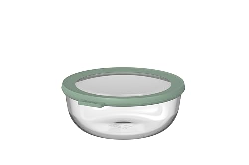 Mepal - Recipiente Redondo de Vidrio Cirqula - Recipientes para Preparar Comidas - Resistente al Calor Hasta 550 °C - Apto para Horno, Microondas, Congelador y Lavavajillas - 1200 ml - Nordic sage