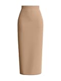 Verdusa Women's High Waist Long Pencil Skirt Work Bodycon Skirts Khaki Small