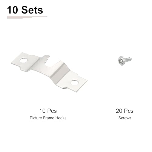 Image of DTGN 48mm x 15mm x 5mm Double Hole Triangle D Ring - Picture Frame Hangers - 10Pcs - Good for Hanging Paintings - Picture Frame Hook Photos - Silver Tone