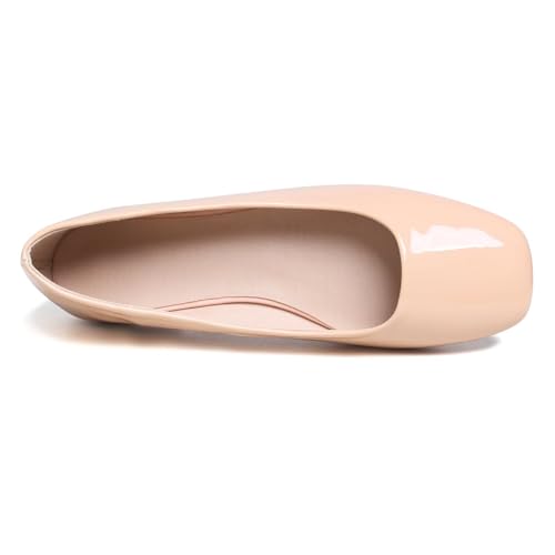 Image of ChaiRong Zhou Women Square Toe Ballets Flats Comfort Slip On Walking Shoes for Driving