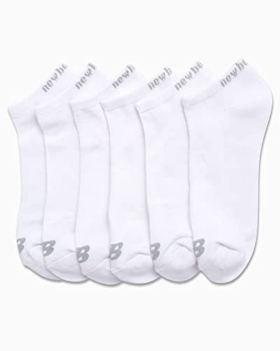 New Balance Men's Low Cut Socks - 6 Pack Moisture Control Comfort Stretch No Show Active Socks (Size 6-12.5), All White4