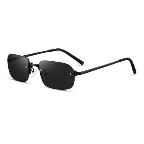 Rimless Rectangle Sunglasses for Women Man Fashion Small Narrow Rectangle Frameless Eyewear Shades 90s Sun Glasses