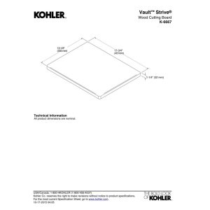 Tabla de Cortar Kohler K-6667-NA Vault/Strive de Madera, 1 Unidad miniatura 4