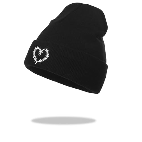 45°LOOKUP CEED Fashion Autumn Winter Warm Beanie Hats Embroidery Cotton Caps Men Women Knitted Hip Hop Hats (US, Alpha, One Size, Black7)