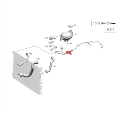 Image of LINK-LOCK Coolant Pipe Water Tank to Secondary Kettle Water Pipe A2055017601 for Mercedes-Benz C200 c260 w205