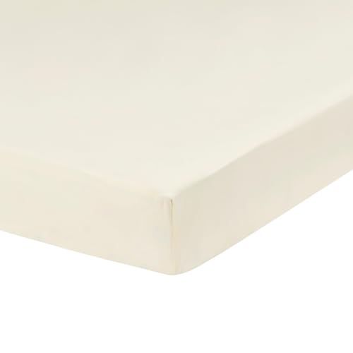 Image of Everyday Kids Fitted Crib Sheet, 100% Soft Breathable Microfiber Baby Sheet, Fits Standard Size Crib Mattress 28in x 52in, Beige Nursery Sheet