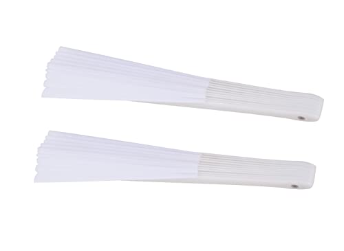 HONSHEN 2 Pack Large Folding Hand Fan,white Chinese Kung Fu Tai Chi Fan Nylon-Cloth Fan for Men and Women Performance, Dance, Decorations, Festival, Gift (Folding Fan white 2p) - Thumbnail 4