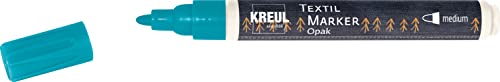 KREUL 92768 - Textil Marker Opak medium, türkis, mit Rundspitze, Strichstärke circa 2 bis 4 mm, deckender Stoffmalstift zum Gestalten von hellen und dunklen Stoffen, waschecht nach Fixierung