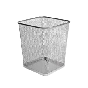PAPELERA FOROFIS METALICA MALLA CUADRADA PLATEADA