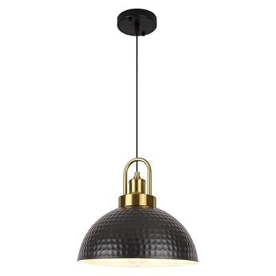 PINDODO Pendant Light, 11.8" Black Pendant Lighting for Kitchen Island, Dining Room, Farmhouse Kitchen Pendant Lighting Over Island, Modern Adjustable Pendant Light Fixture, 1 Pack