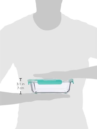 Image of Amazon Brand - Solimo Glass Storage Containers with Break-Free, Detachable Locks, Airtight, Leakproof, Microwave-Safe, Oven-Safe, Freezer-Safe, Set of 2, Rectangle (370 + 600 ml) | Transparent