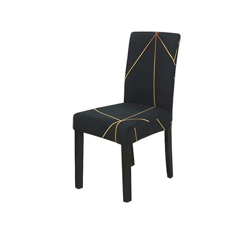 Image of Dining Chair Covers Set of 1, Stretchable Removable Washable Anti-Slip Universal Fit Printed Polyester Spandex Slipcovers (Gold Prism)