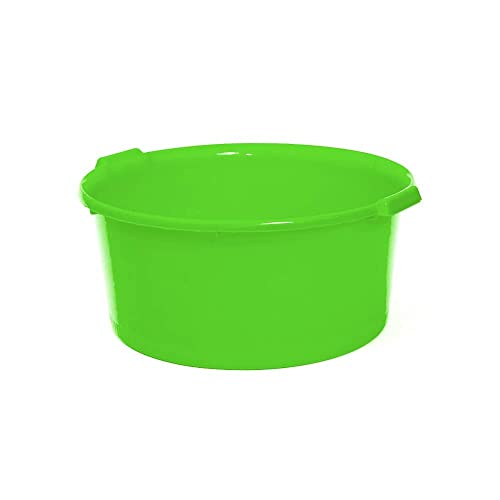 CABLEPELADO Barreño de plastico Redondo con Asas, Balde de plástico, Cubo de Agua, Cubeta de plástico, Tina Multiusos, Cubo Limpieza, Capacidad 20 litros, Diámetro 42 cm, Altura 20 cm, Verde