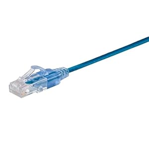 Monoprice Cat6A Patch Ethernet Cable – Snagless, UTP, 550MHz, 10G, 30AWG, 7 Feet, Blue – SlimRun Series