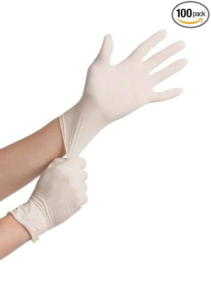 MEDAID Latex Kitchen Hand Gloves, Non Sterile of 100 pcs With White Colour