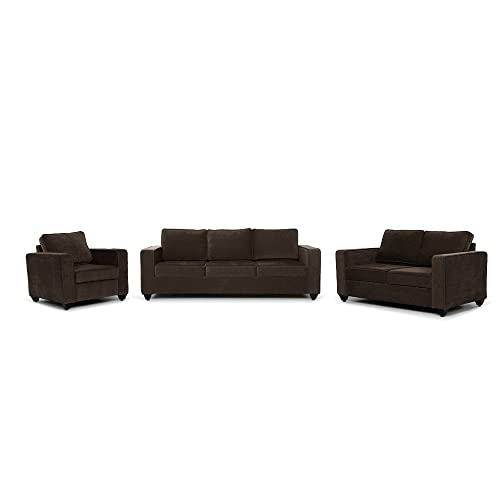 Image of Wakefit Sofa Set | 3 Year Warranty | Sofa 6 Seater, 6 Seater Sofa for Living Room, Wooden Sofa Set, Sofa Set 3+2+1 Seater - Napper(Malphino : Dark Earth)