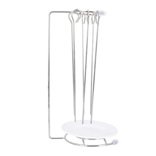 Abaodam Supporto per Spiedini Bbq in Acciaio Inossidabile Porta Arrosticini Appendiabiti Resistente e Antiruggine per Barbecue Esterno e Uso Domestico Include Spiedini in Acciaio