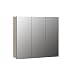 Produktbild trendteam smart living - PureBliss - Spiegelschrank - Kashmir Hellgrau - Rillenoptik - 9 Fächern + 6 Einlegeböden - (BxHxT) 90 x 80 x 20cm - mittlere Tür Links und rechts montierbar