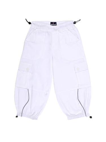 Image of KiddoPanti Girls Cotton Knit Solid Parachute Pant with Cargo Pocket