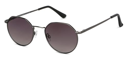 Image of Vincent Chase By Lenskart | Gunmetal Gray Full Rim Hexagonal | Branded and Stylish Sunglasses | 100% UV Protected | Men & Women | Small | VC S13984