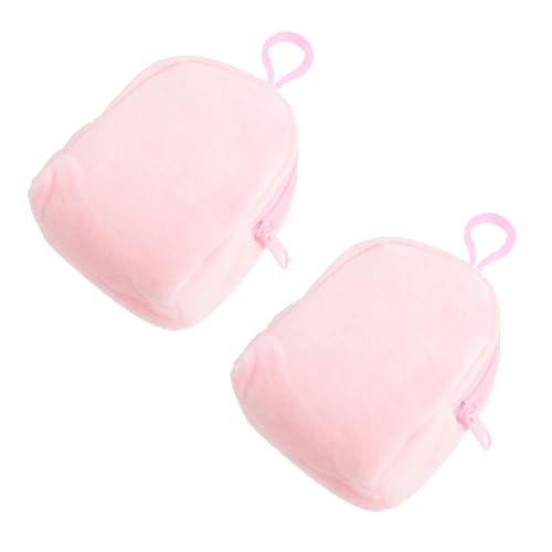2pcs Cute Plush Purse for Boy Girl Candy Color Small Plush Pouch with Keychains Lightweight Portable for Storing Small Items for Little Girls
