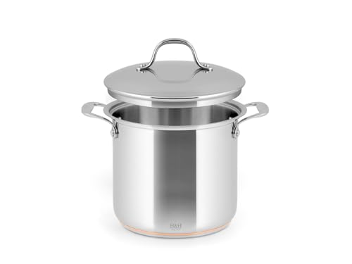 H&H Pentola in Acciaio Inox e Rame, 2 Manici, 18cm, Con Coperchio