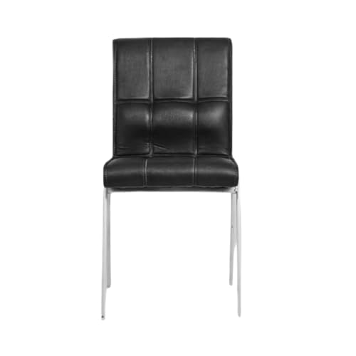 Image of Zidle Glance Visitor Dining Set of 2 Accent Chair for Home| Living| Dining Room| Leatherette Faux Leather with Cushion seat Back | Silver Coated mild Steel Frame (2, Black)