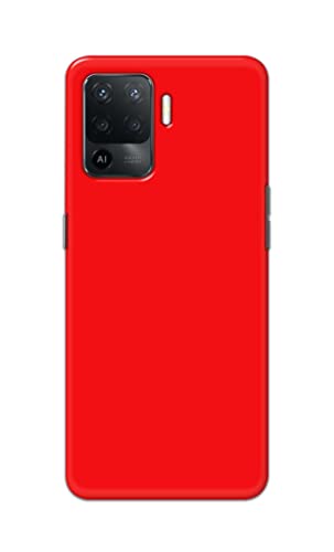 Image of Printed Hard Back Cover Case for Oppo F19 Pro Back Cover (Plain Red) -1803