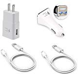 Galaxy S7 and S7 Edge for Samsung Adaptive Fast Charger Micro USB 2.0 Cable Kit by RKINC [Wall Charger + Car Charger + 2 Cables] Adaptive Fast Charging uses dual voltages for up to 50% faster charging